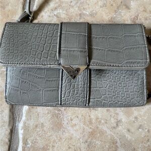 Nicole Miller Gray Embossed Crossbody Bag